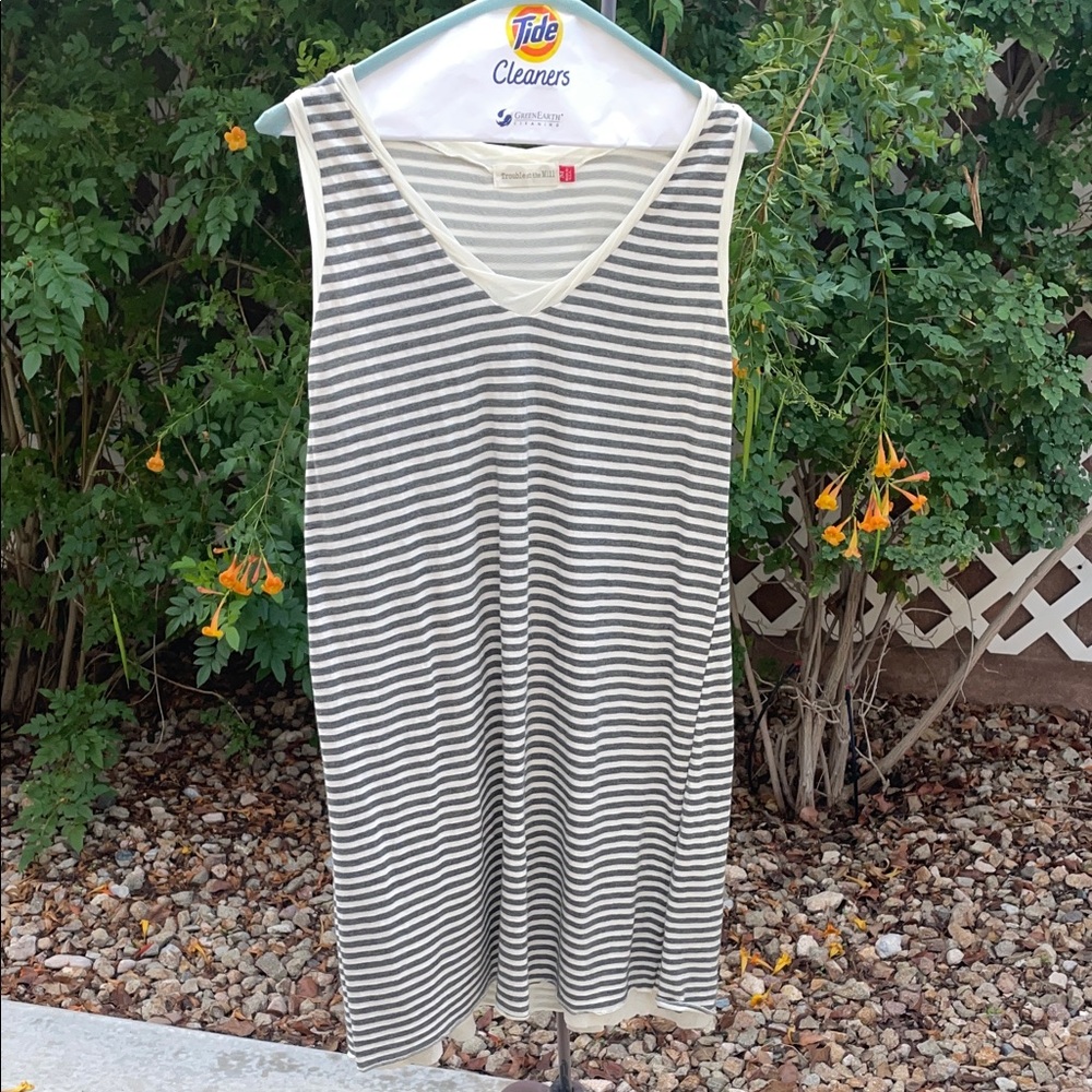 Striped Sleeveless V-Neck Summer Beach Dress